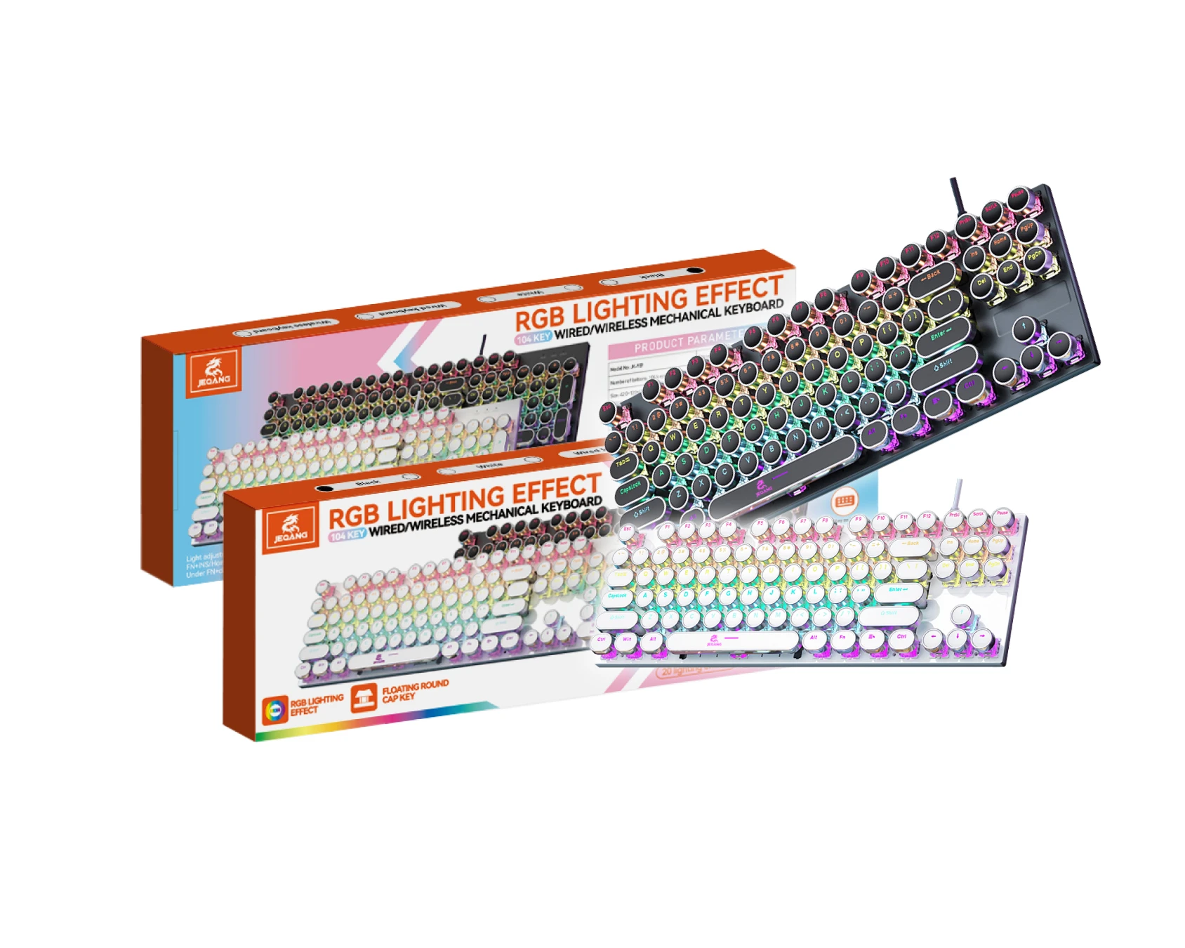 Teclado Mecánico Gamer con Iluminación RGB y Diseño Retro